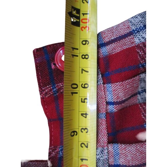 6/7 22" Waist Vintage Girl's Suspender Shorts Red Wool Plaid Pleated 1950's MCM - Picture 4 of 9